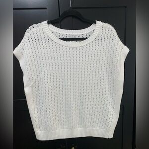 Rachel Zoe White Knit Top, XL crochet clean girl scandi girl
